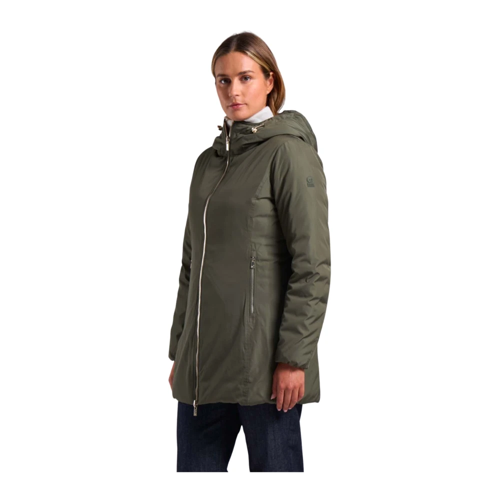 Ciesse Piumini Kalie Lange militair groene omkeerbare donsjas met echte 800 vulkracht veren Green Dames