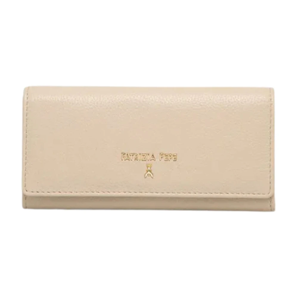 PATRIZIA PEPE Beige Leren Portemonnee Met Drukknoop Beige Dames