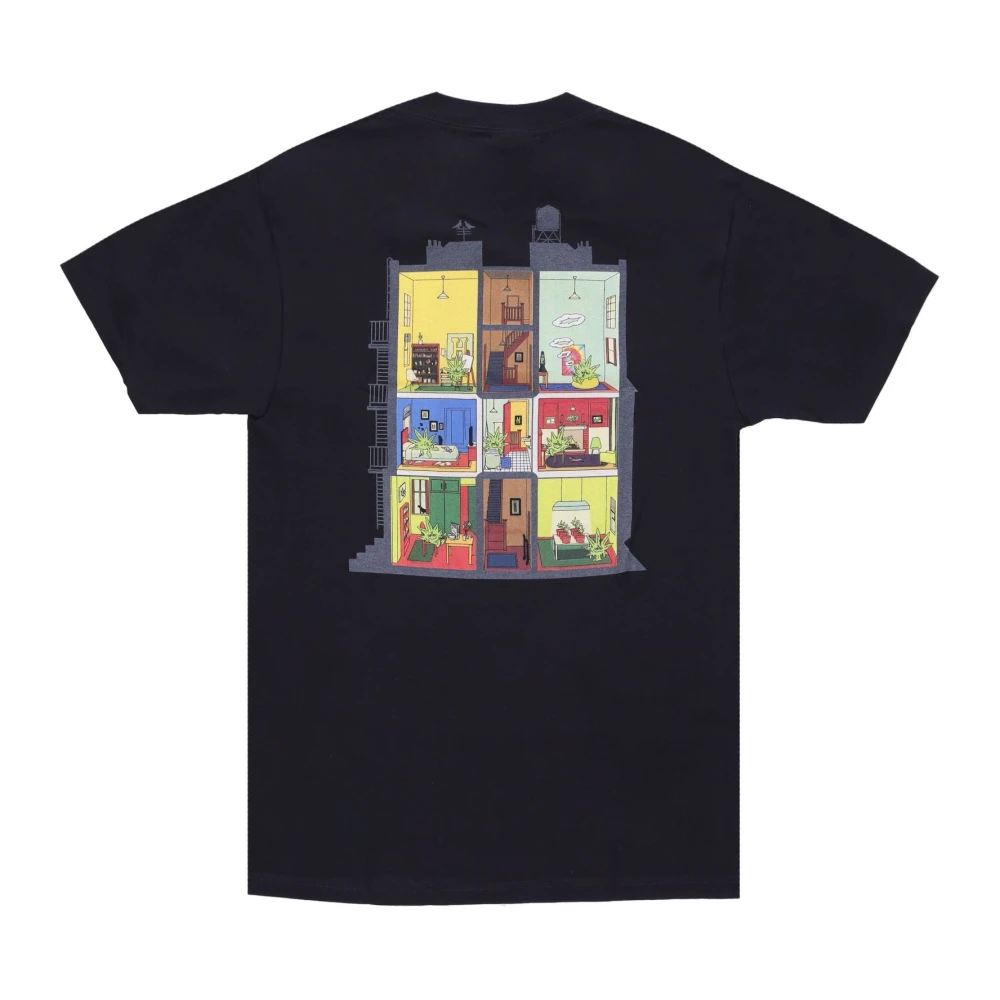 HUF Zwarte Crew Neck Tee met Green Buddy Print Black Heren