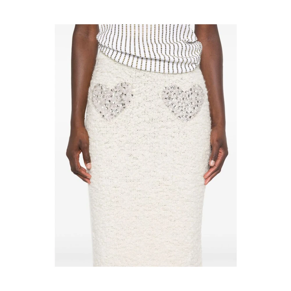 Blumarine Gebreide Rok met Kristalversiering White Dames