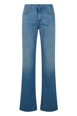 Blekt tvättade jeans i bomullsdenim