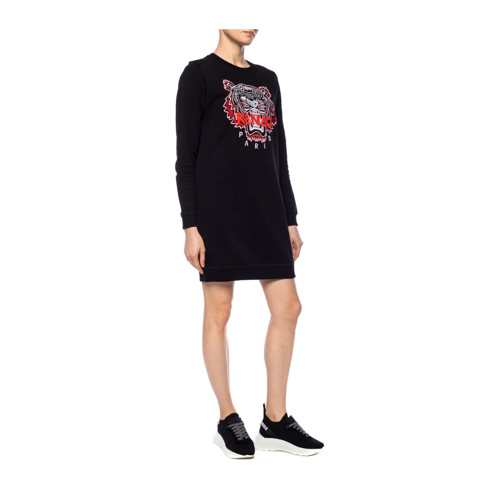 Kenzo Logo-geborduurde jurk Black Dames