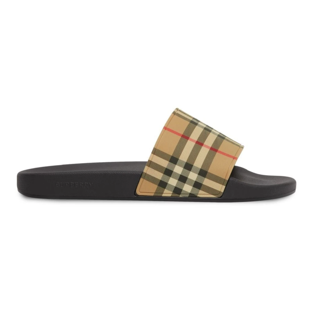 Burberry Men's Beige Sliders, 6 Uk, Check Slides