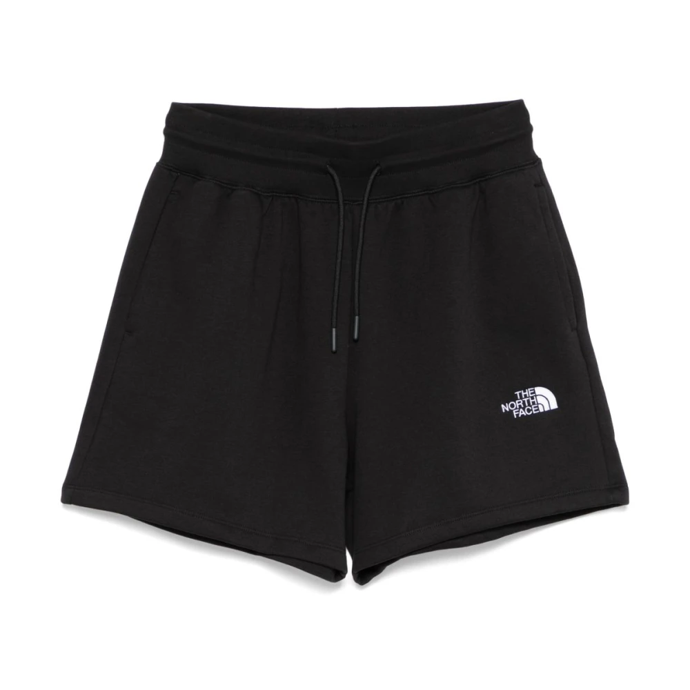 The North Face Zwarte Geribbelde Shorts met Trekkoord Tailleband Black Dames