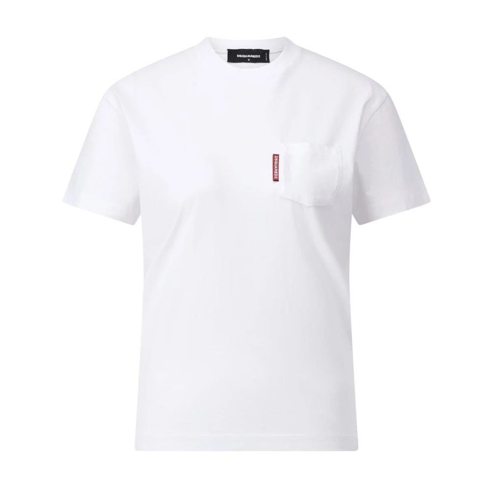 Dsquared2 Women's White T-Shirts,, Classic T-Shirt With Pocket Extra Small