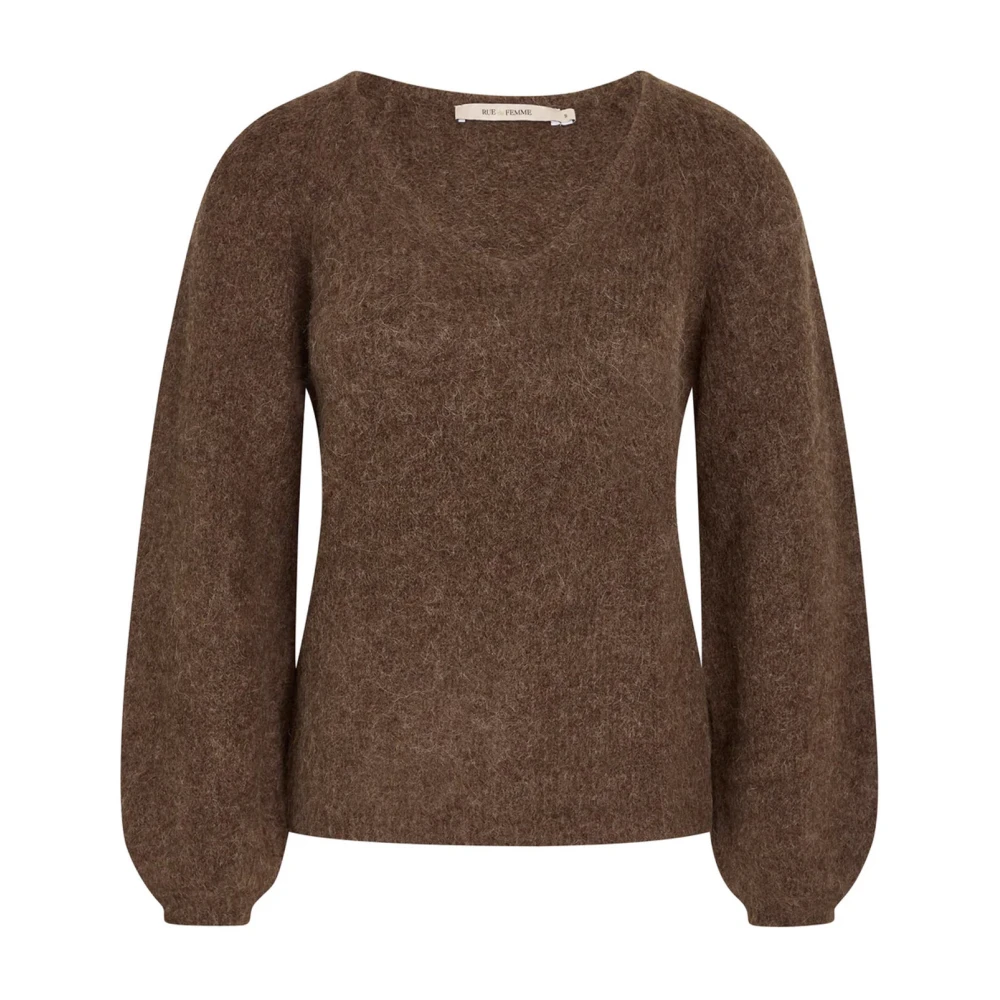 RUE de Femme Elegante Alpaca Gebreide Trui in Bitter Chocolade Brown Dames
