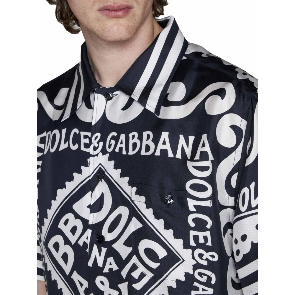 Dolce & Gabbana Bowling Overhemden Black Heren