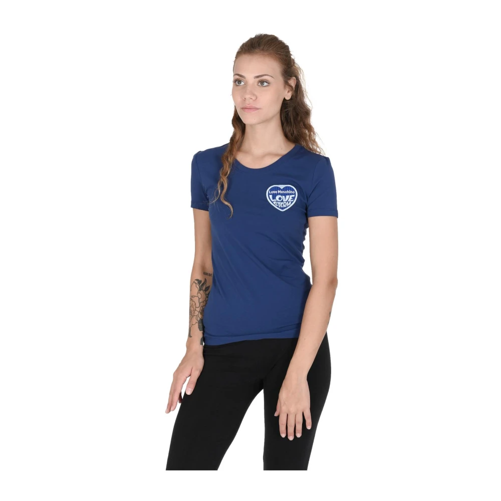Love Moschino Women's Blue Storm Crew Neck Tee