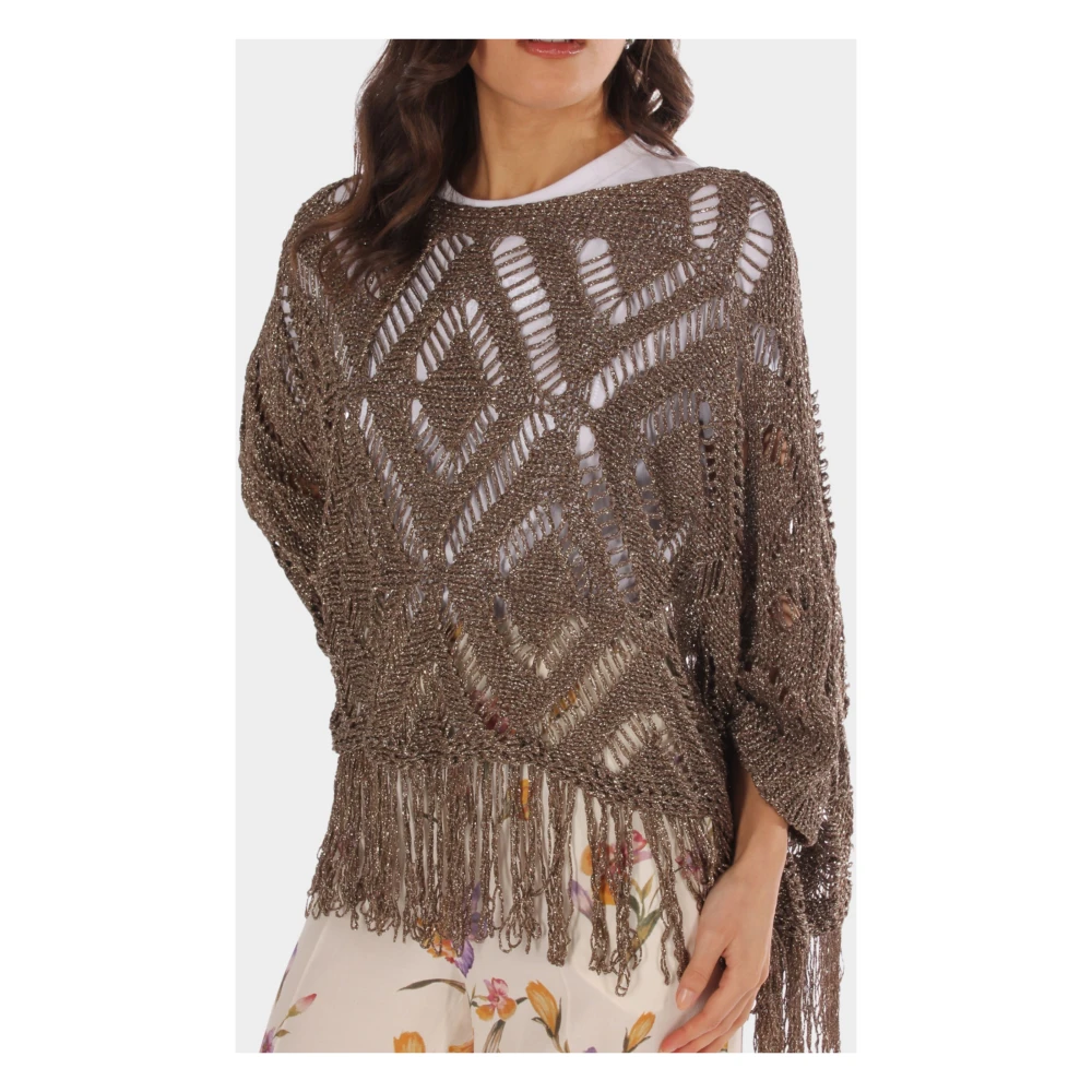 Twinset Gouden Lurex Poncho Jassen Yellow Dames
