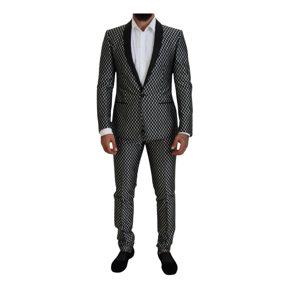 Dolce & Gabbana Men's Black/White Silk Martini Slim Fit Suit