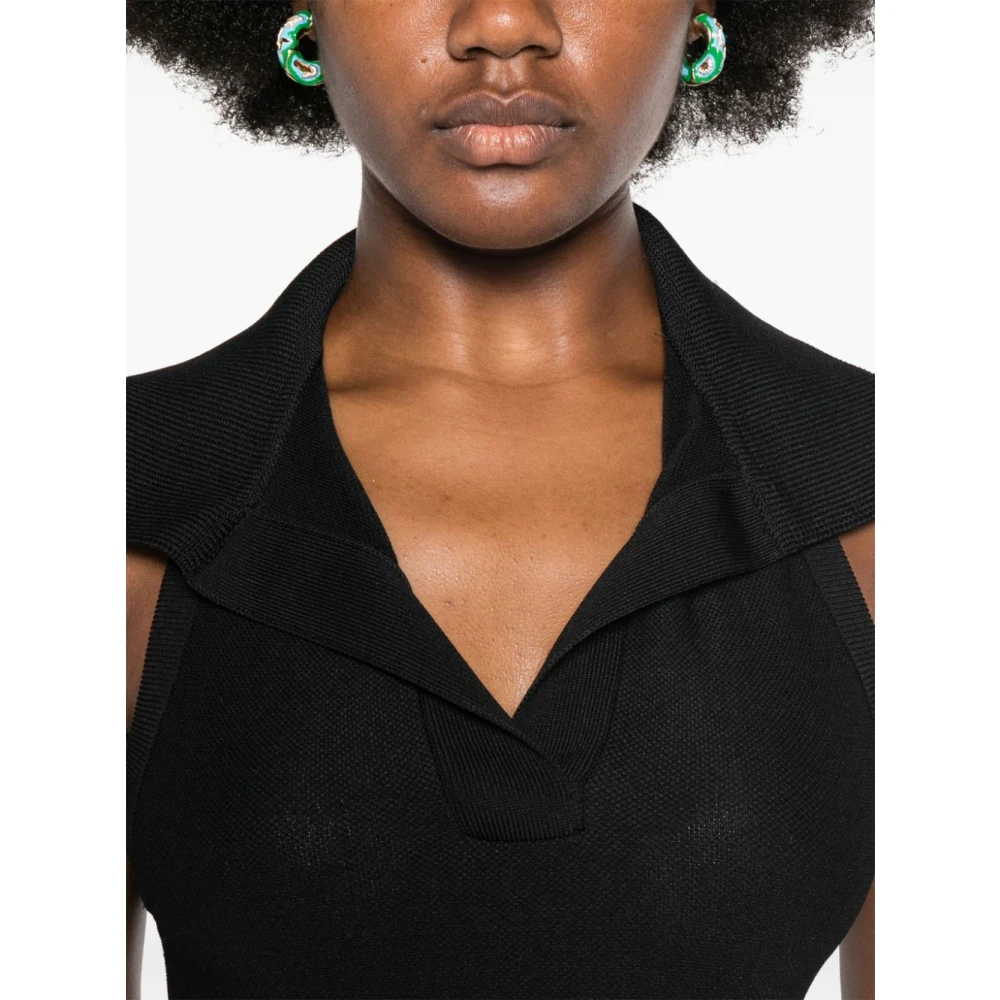 Alaïa Zwarte Mouwloze Polo Bodysuit Black Dames