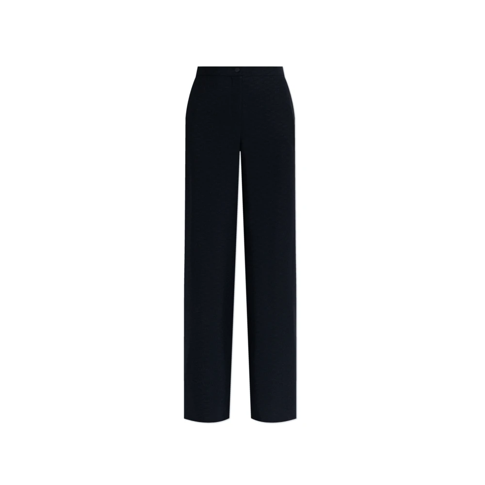 Emporio Armani Women's Blue Straight Trousers, Xl, Straight-Leg Trousers