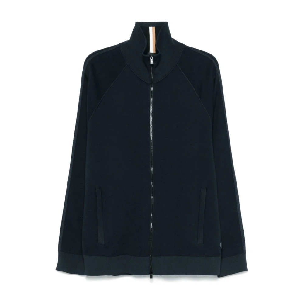 Hugo Boss Blauwe Zip Sweater met Hoge Hals Blue Heren