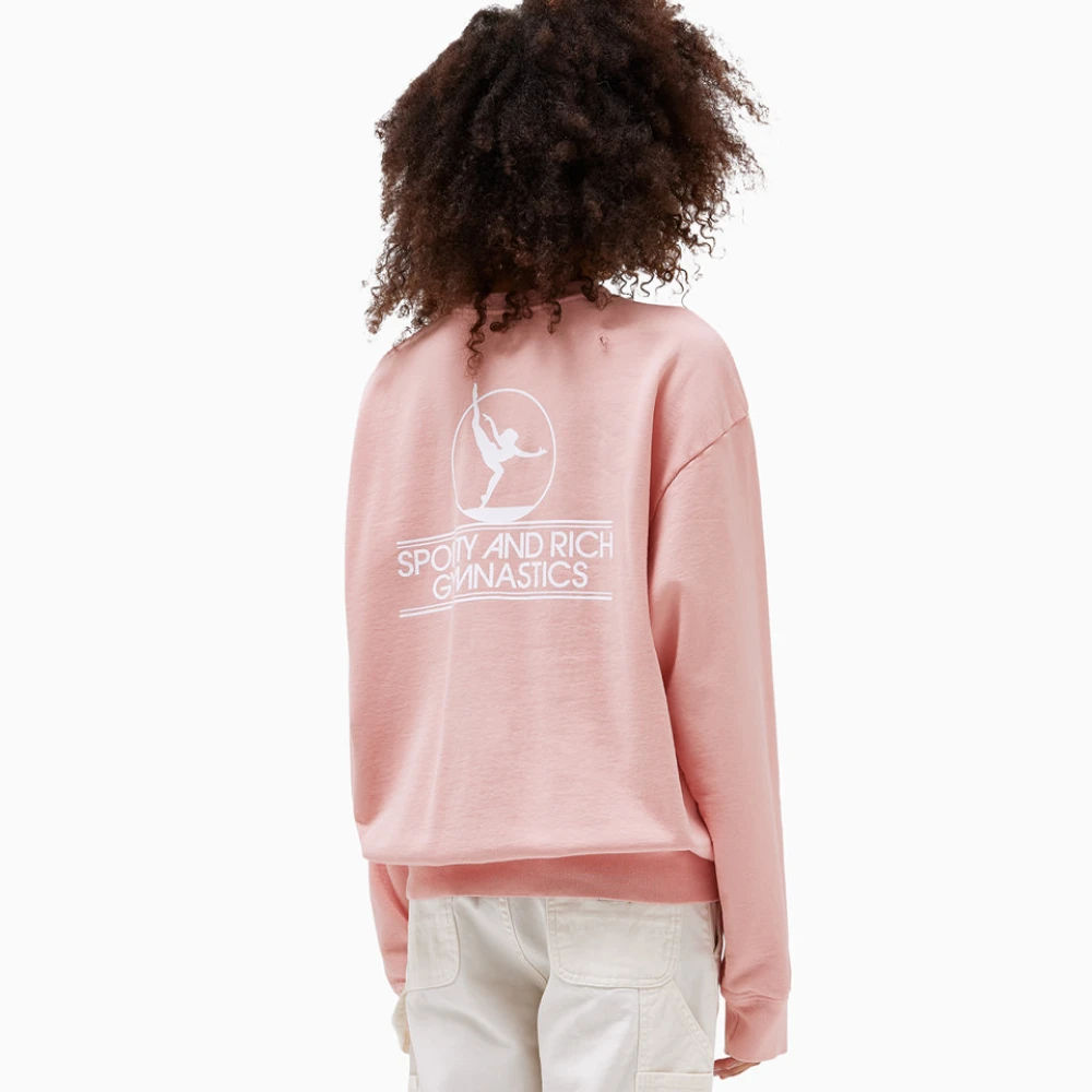 Sporty & Rich Katoenen sweatshirt met ronde hals Pink Dames