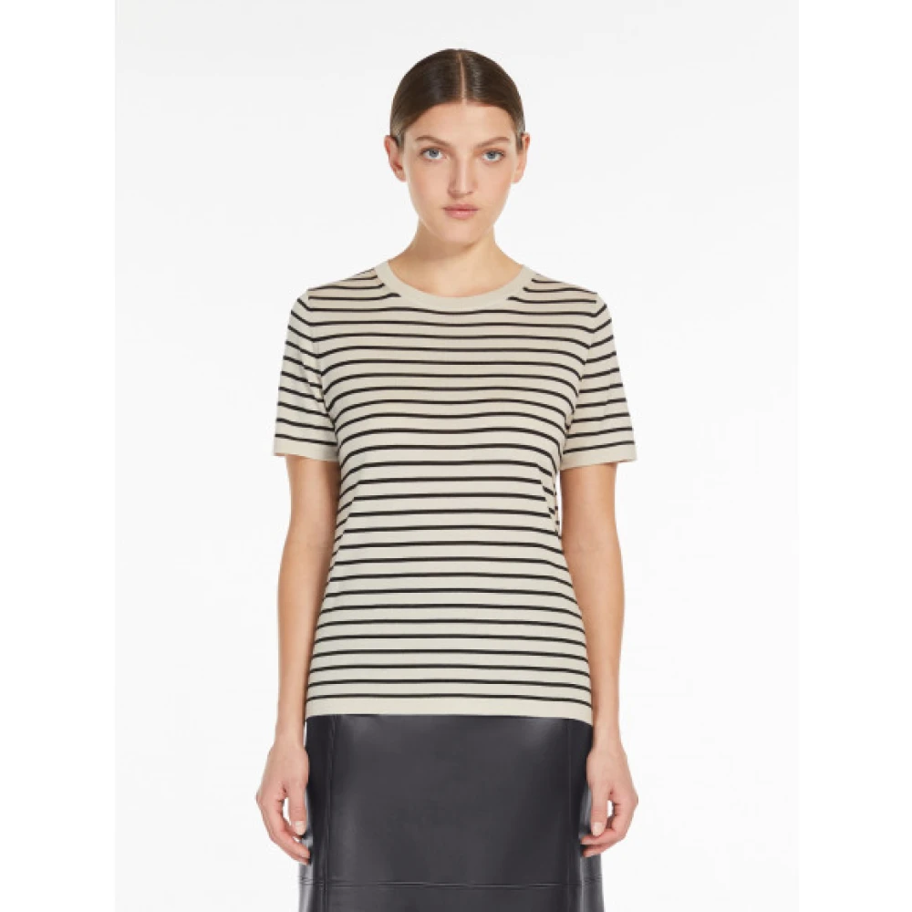 Max Mara Lichtgewicht Wollen Garen Crew-Neck Sweater Beige Dames