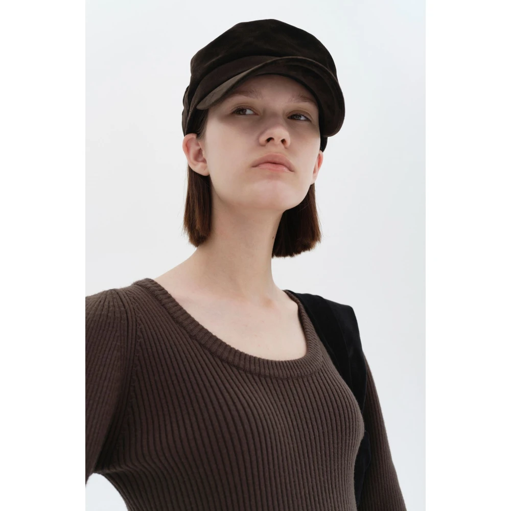 LOW Classic Minimalist Newsboy Cap Brown Dames