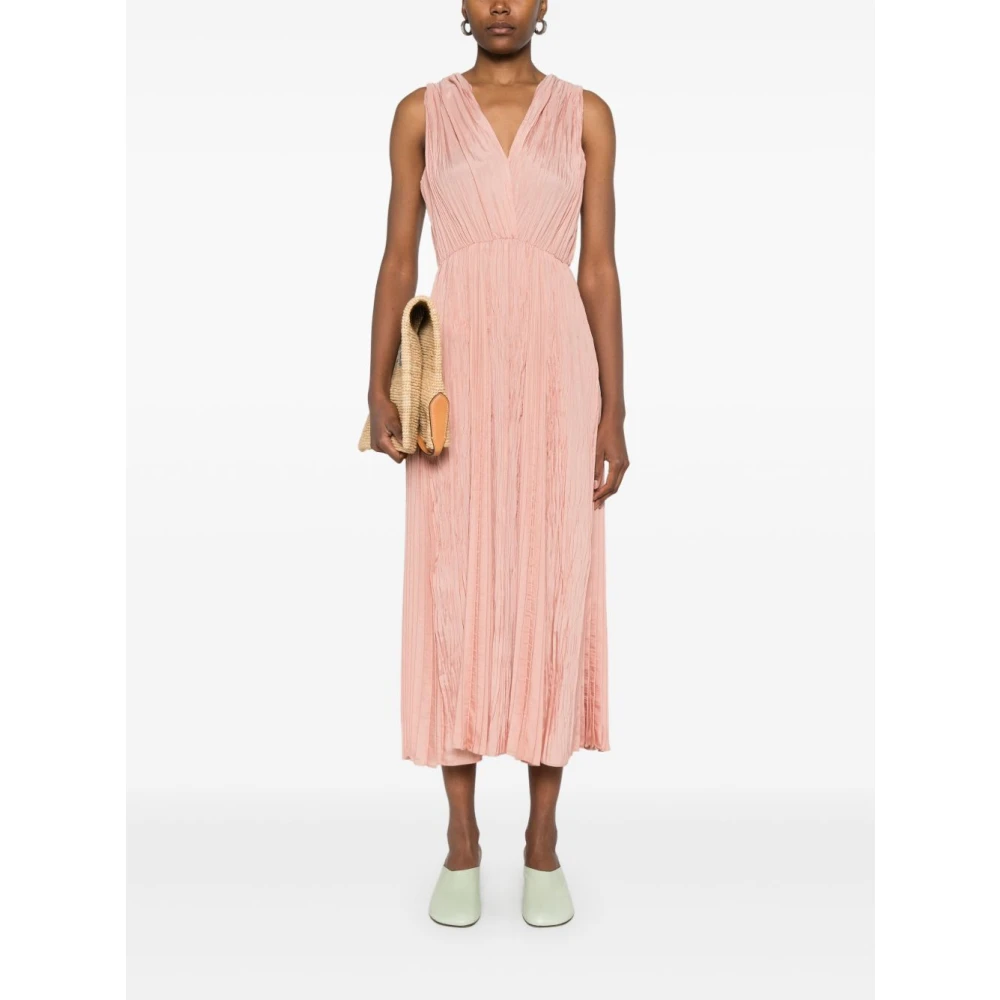 Forte Poederroze V-hals Jurk met Sleutelgatdetail Pink Dames