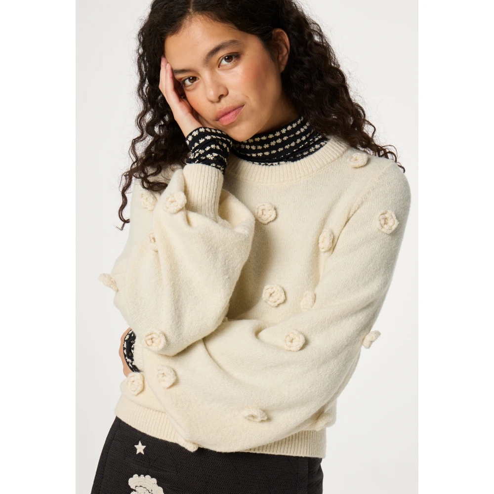 Fabienne Chapot Beige Gebreide Rozen Pullover Beige Dames