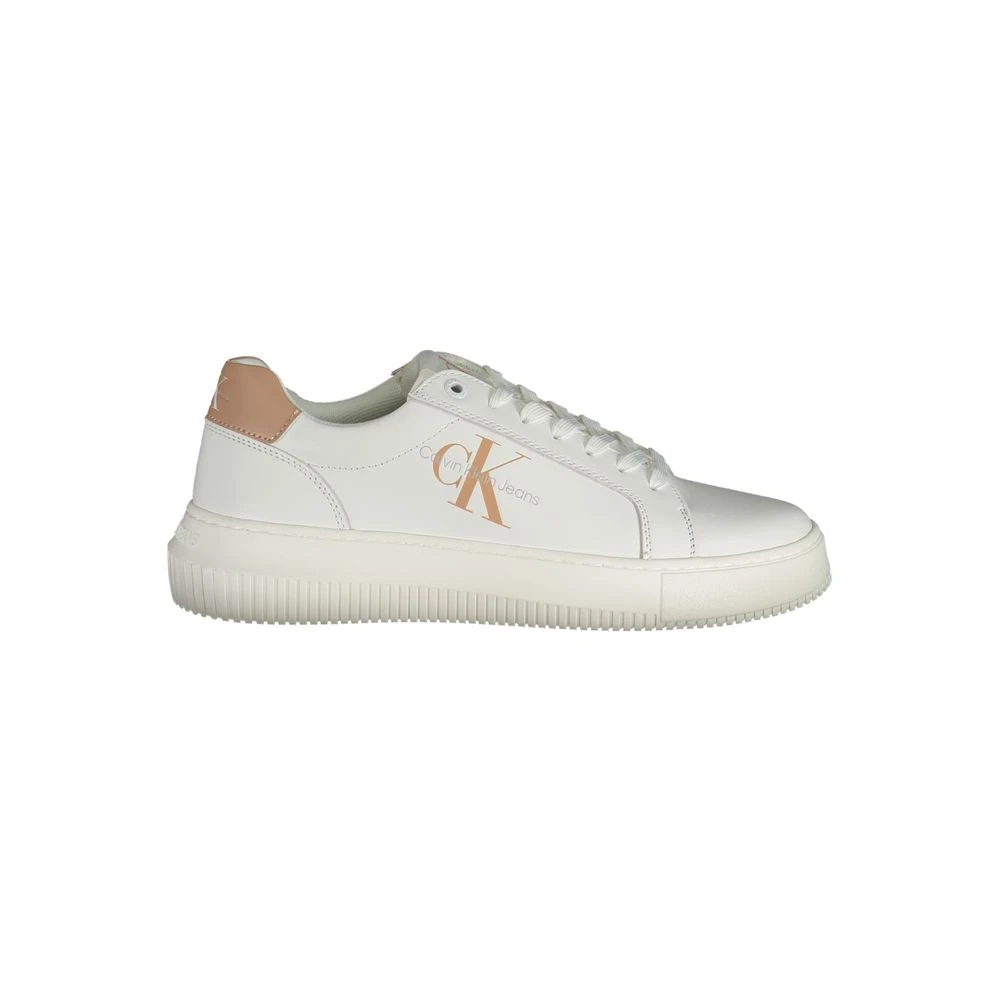 Calvin Klein Women's White Sneakers, 6 Uk, Leather Sneaker