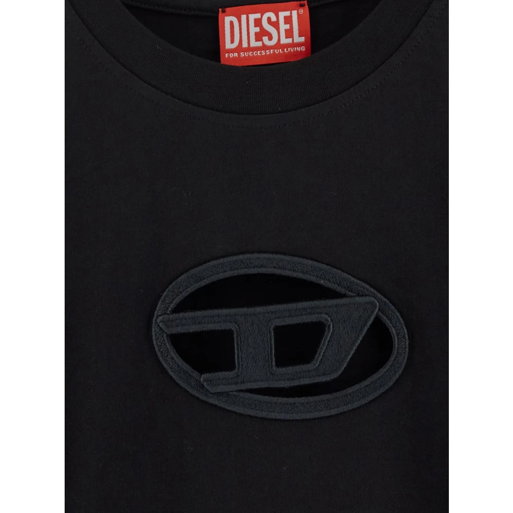Diesel Katoenen Logo T-shirt Black Heren