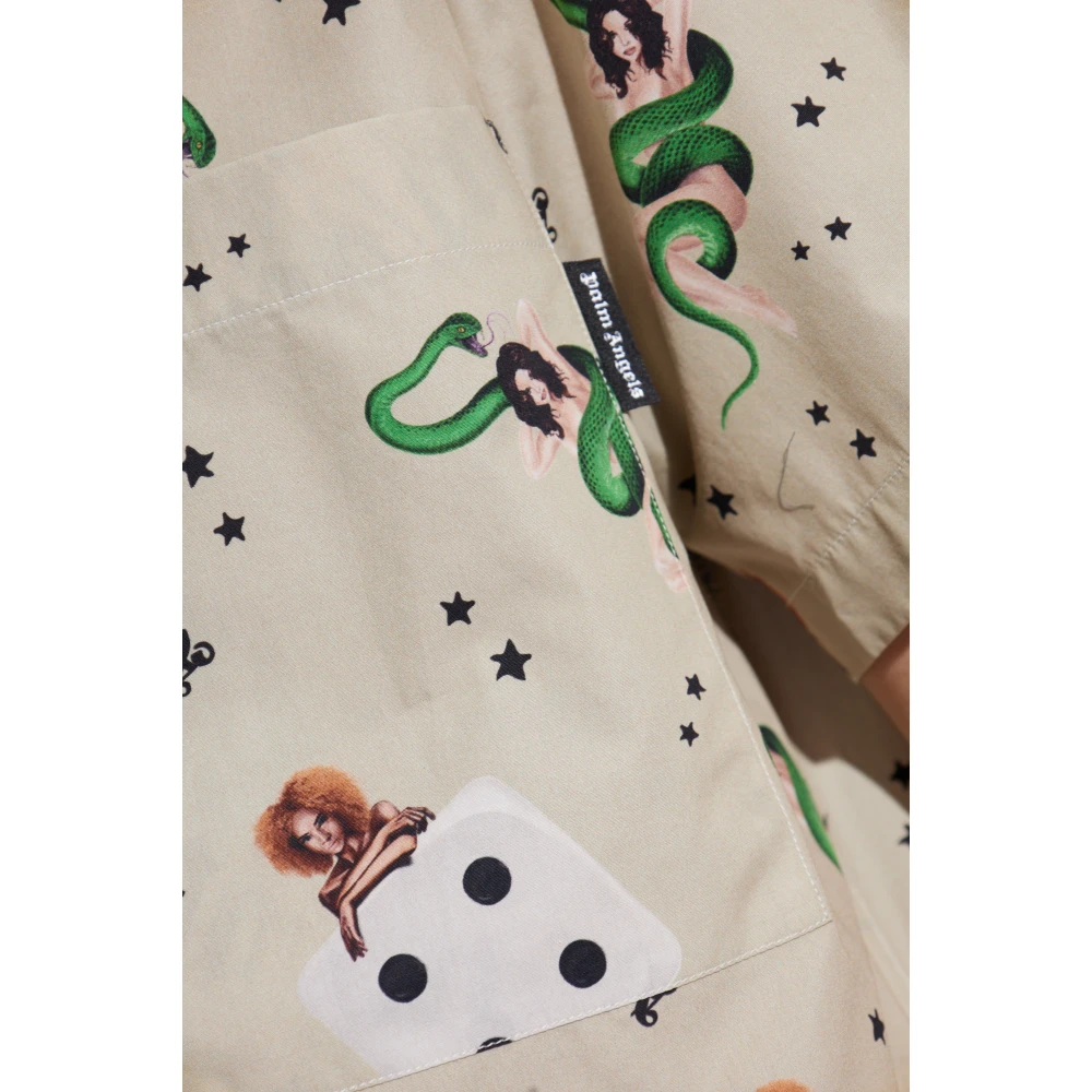 Palm Angels Shirt met print Beige Heren
