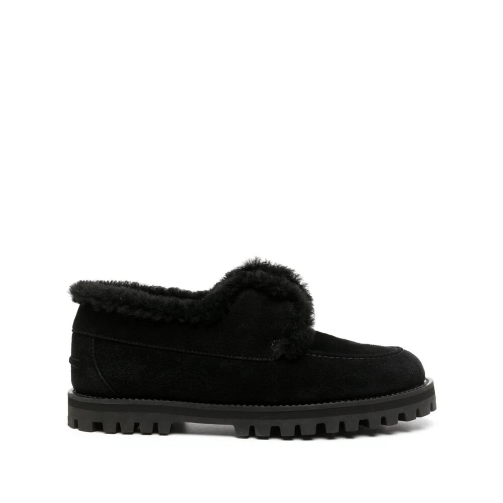 Le Silla Svarta Mocka Shearling Slip-On Skor Black, Dam