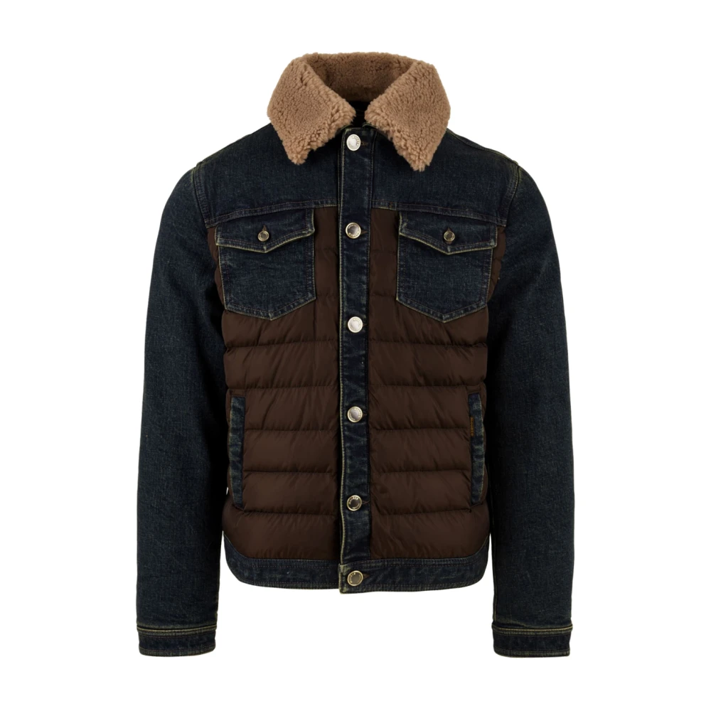 Moorer Mannelijk Bruin Jassen Heren, L, Denim, Mondor-Fur E Jas Voor Heren