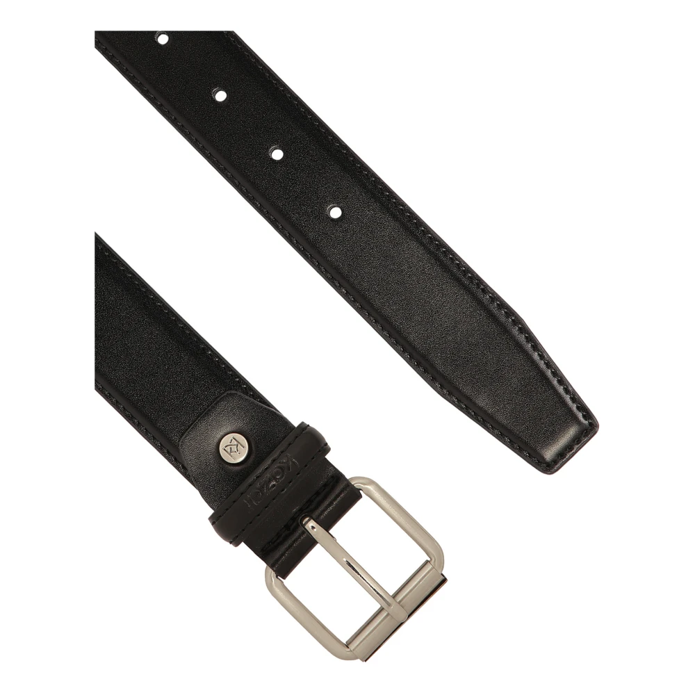Kazar Zwarte leren riem met geborstelde gesp Black Dames