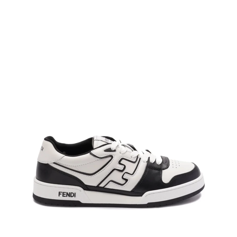 Fendi Mix Vitello Logo Stijl Heren Schoenen Zwart