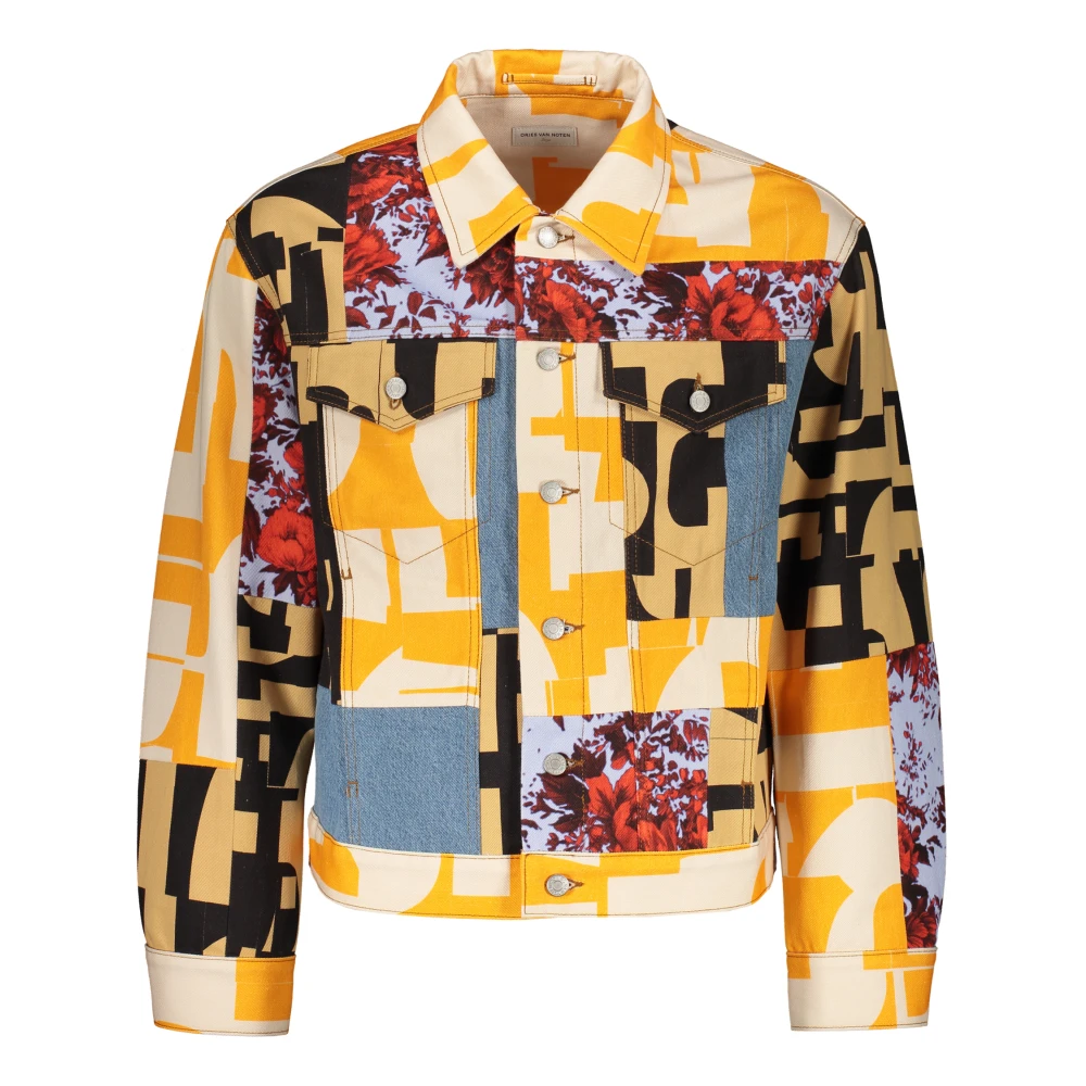 Dries Van Noten Denimjack met Contrasterende Inzetstukken Multicolor Heren