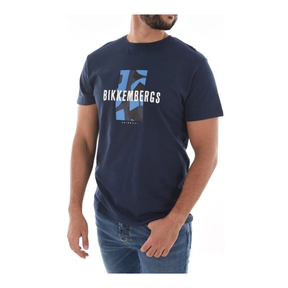 Bikkembergs Heren Logo Print T-Shirt Blue Heren