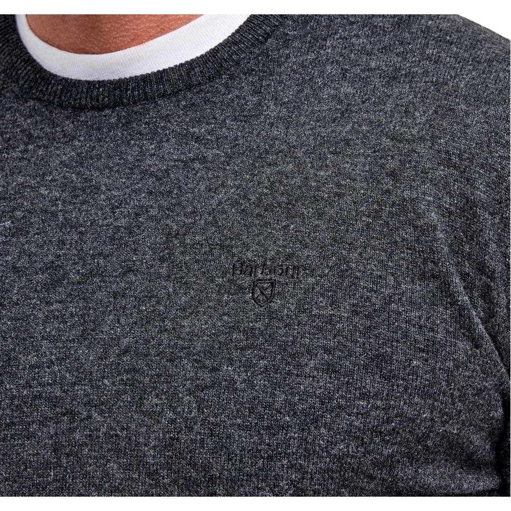 Barbour Essentiële Wol Ronde Hals Trui Houtskool Gray Heren