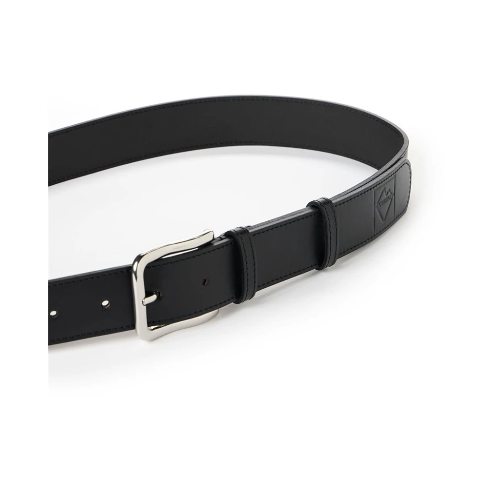 Iceberg Zwarte nappa riem met reliëf logodetail en nikkelkleurige gesp Black Heren