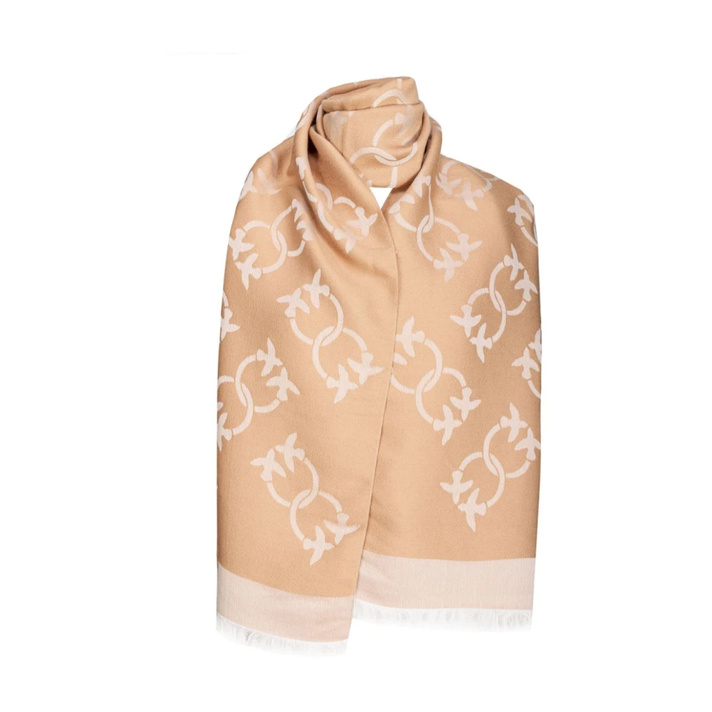 pinko Love Birds Gebreide Sjaal Beige Dames