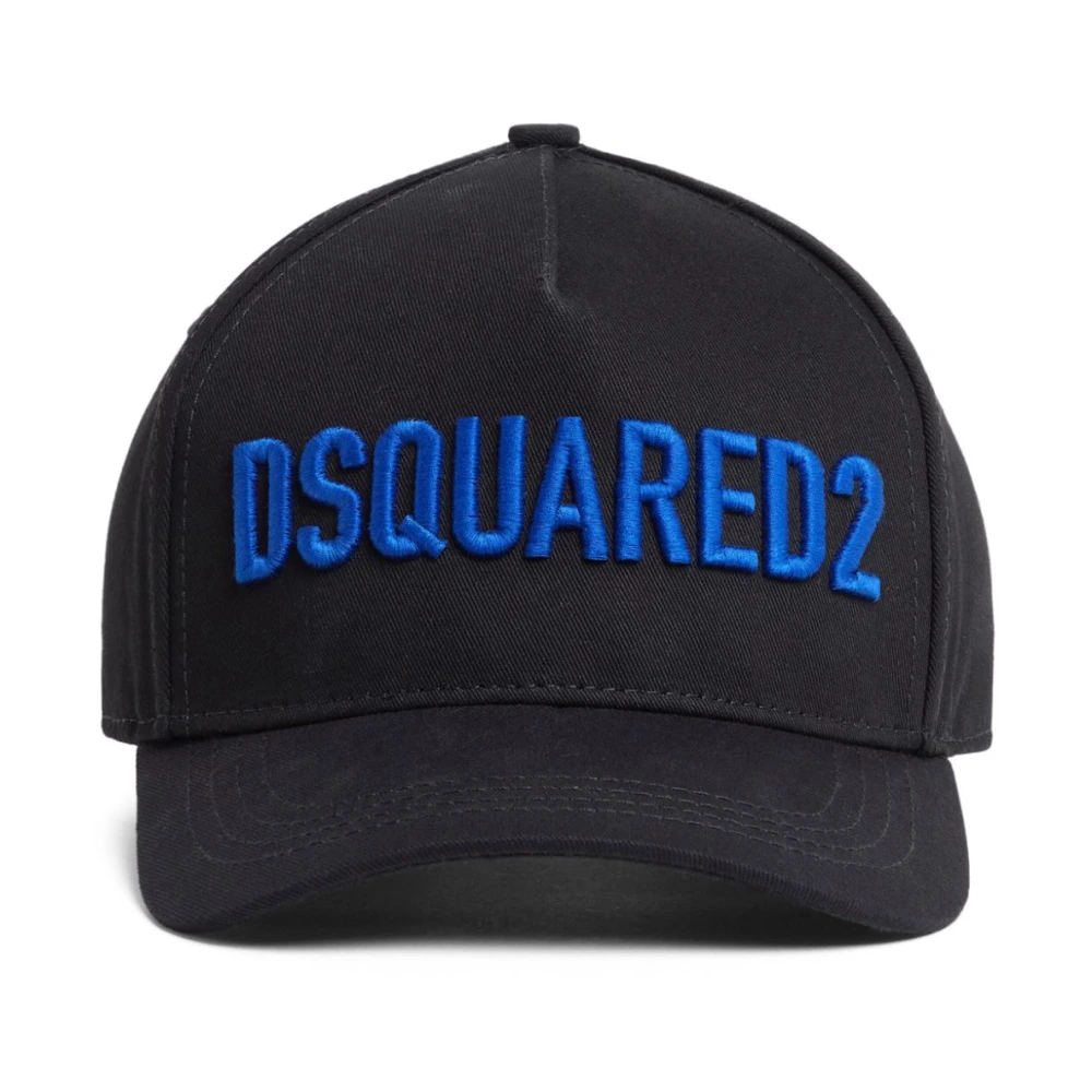 Dsquared2 Geborduurde Logo Katoenen Hoeden met Gesp Black Heren