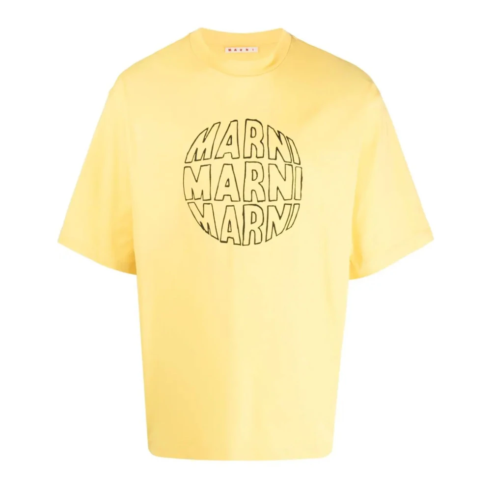 Marni Gele Katoenen T-shirt met Voorlogo Yellow Heren