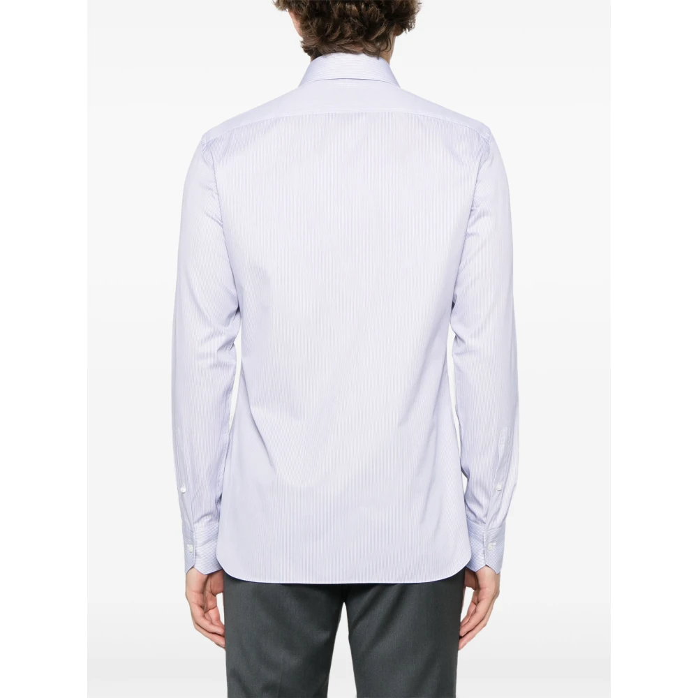 Ermenegildo Zegna Gestreept Katoenen Overhemd Blue Heren