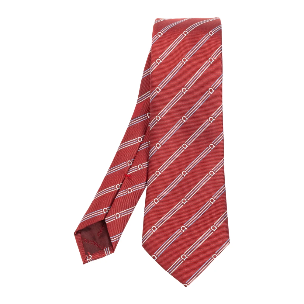Salvatore Ferragamo Zijden stropdas met gestreept patroon Red Heren