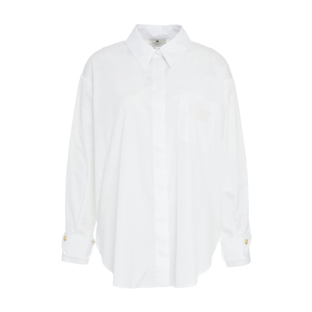 Elisabetta Franchi Witte Blouse met Logo Borduurwerk White Dames