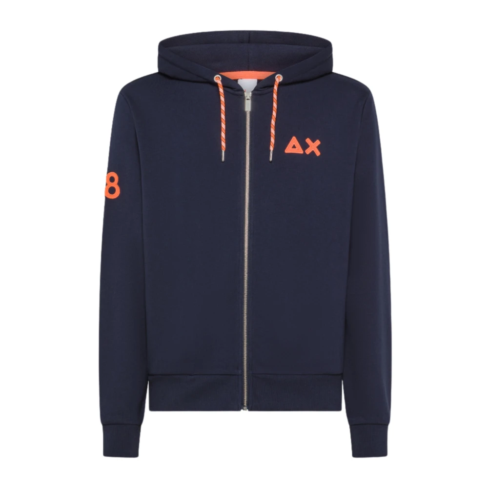 Sun68 Heren Katoenen Sweatshirt Marineblauwe Hoodie Blue Heren