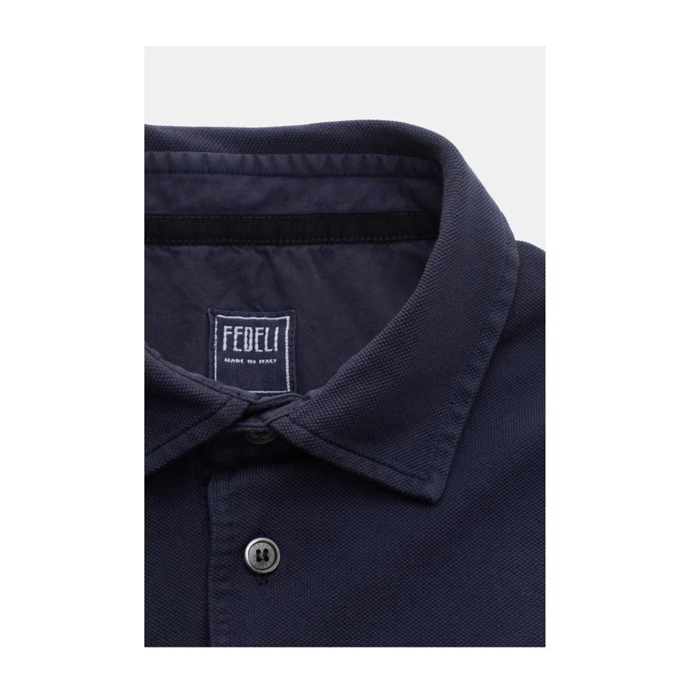 Fedeli Korte Mouw Navy Blauwe Polo Shirt Blue Heren