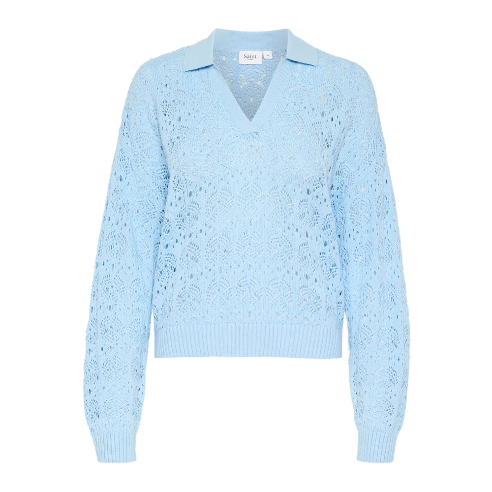 Saint Tropez Blauwe Polo Pullover Sweater Junasz Blue Dames