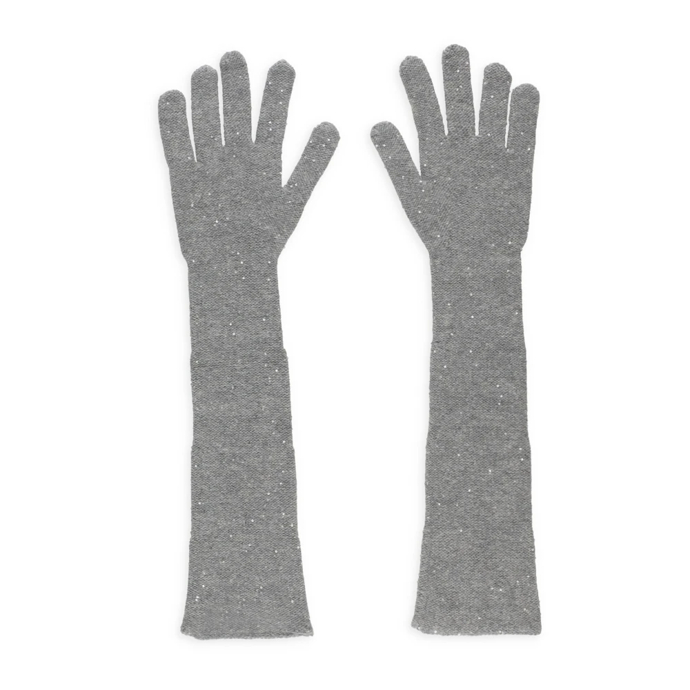 Fabiana Filippi Grijze Wolmix Handschoenen met Pailletten Gray Dames