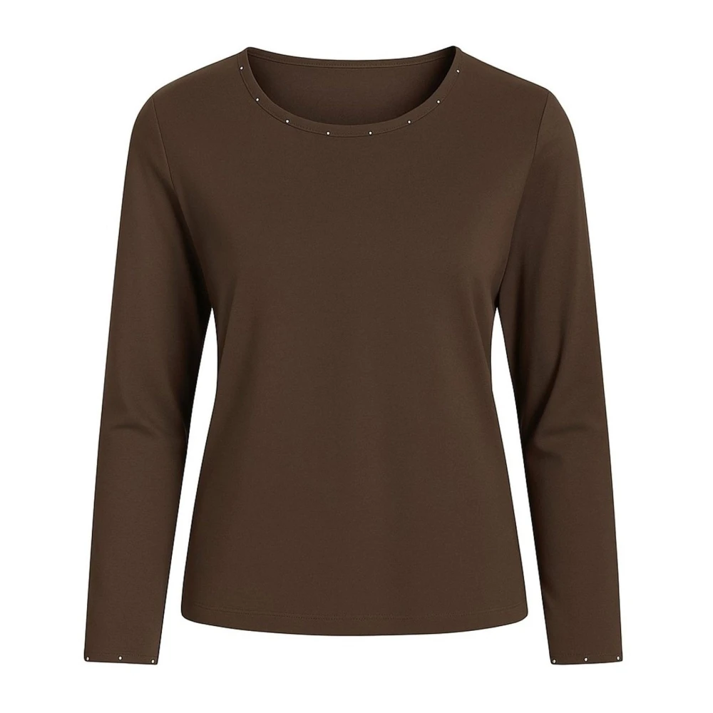 2-Biz Women's Brown Long Sleeve T-Shirts, 2XL, Long Sleeve Tops