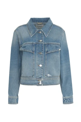 Blå Cropped Denim Jacka