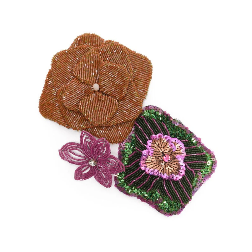 Maliparmi Women's Brown Precious Flower Brooch Set