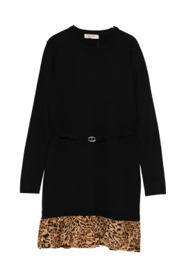 Animalier Print Ruffled Hem Klänning