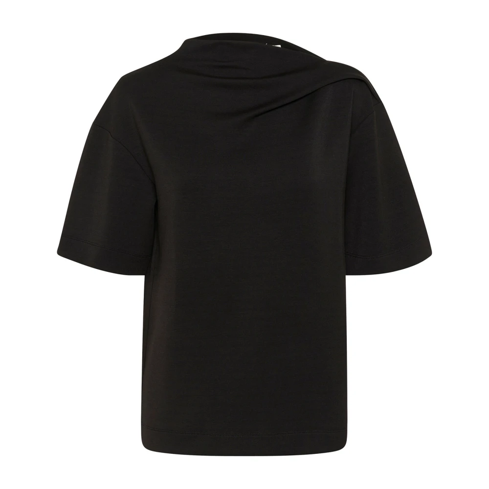 InWear Elegante Gedrapeerde Zwarte T-shirt Black Dames