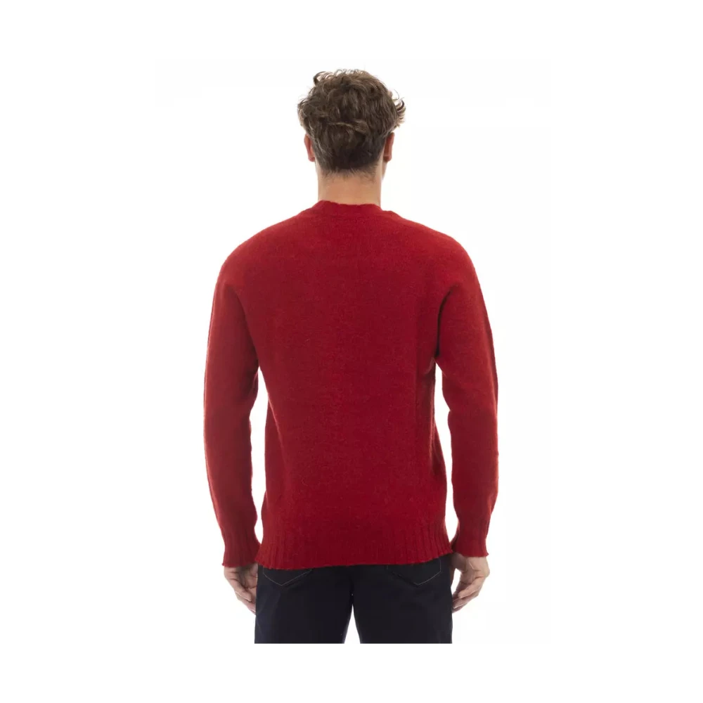 Alpha Studio Rode Wol Crewneck Sweater Red Heren