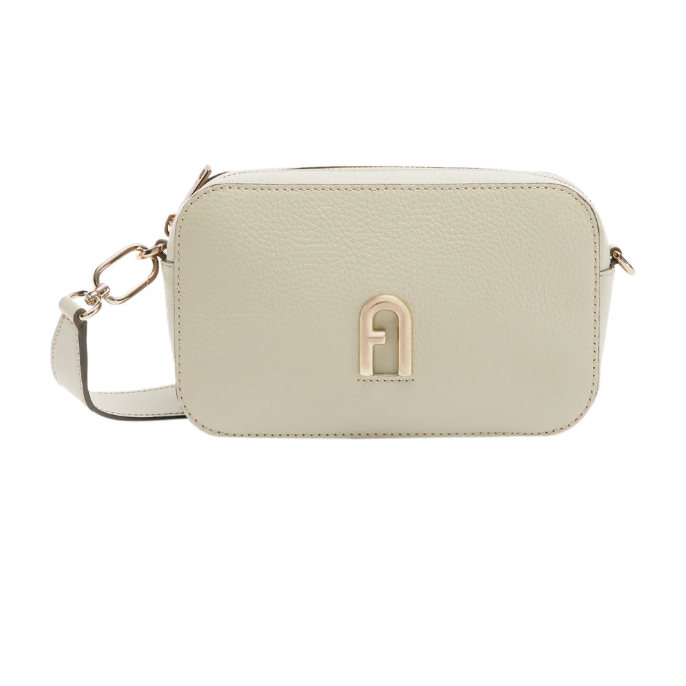 Furla Miniatyr Crossbodyväska i Kornigt Kalvskinn Beige, Dam